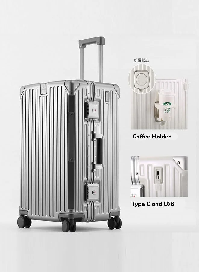 چمدان ممتاز NKX با فریم آلومینیومی قابل گسترش ABS و PC با پورت شارژ USB و نوع C سایز 24 اینچ