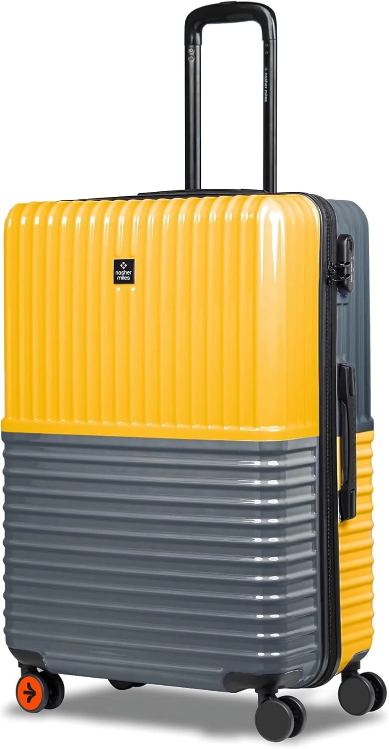 چمدان سایز متوسط نشیر مایلز استانبول، بدنه سخت ABS و پلی کربنات، سایز 24 اینچ | 65 سانتی متر | 8 چرخ، مناسب سفر | چمدان چرخ دار (زرد خاکستری)