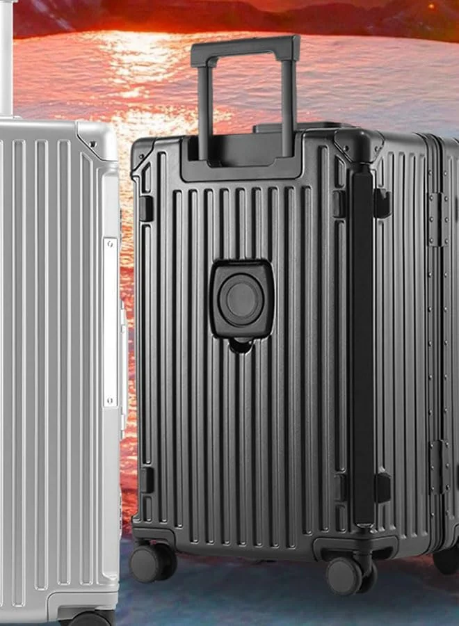 چمدان ممتاز 24 اینچی با فریم آلومینیومی قابل گسترش، بدنه ABS و PC، دارای پورت شارژ USB و Type C