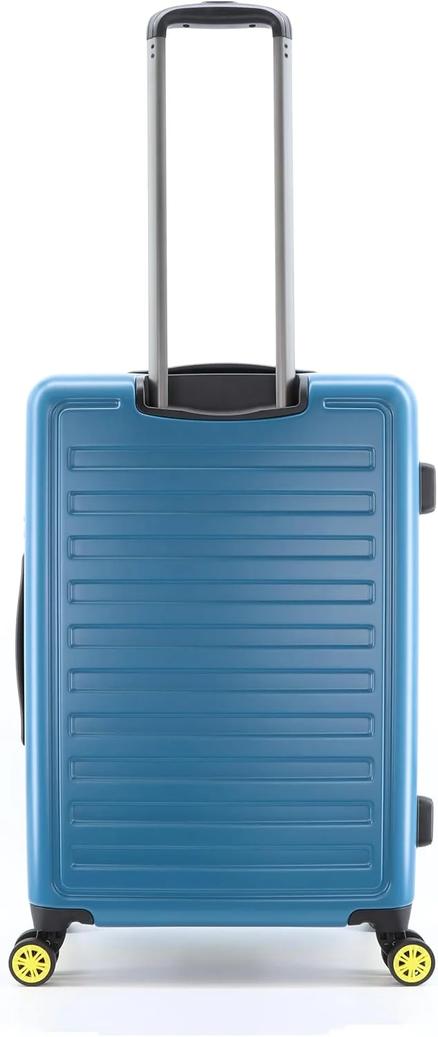 چمدان سایز متوسط چرخدار نشنال جئوگرافیک مدل Globe با بدنه سخت ABS آبی رنگ، چمدان مسافرتی سبک و بادوام، دارای 4 چرخ دوبل و قفل ترکیبی ایمن (60 سانتی متر / 24 اینچ).