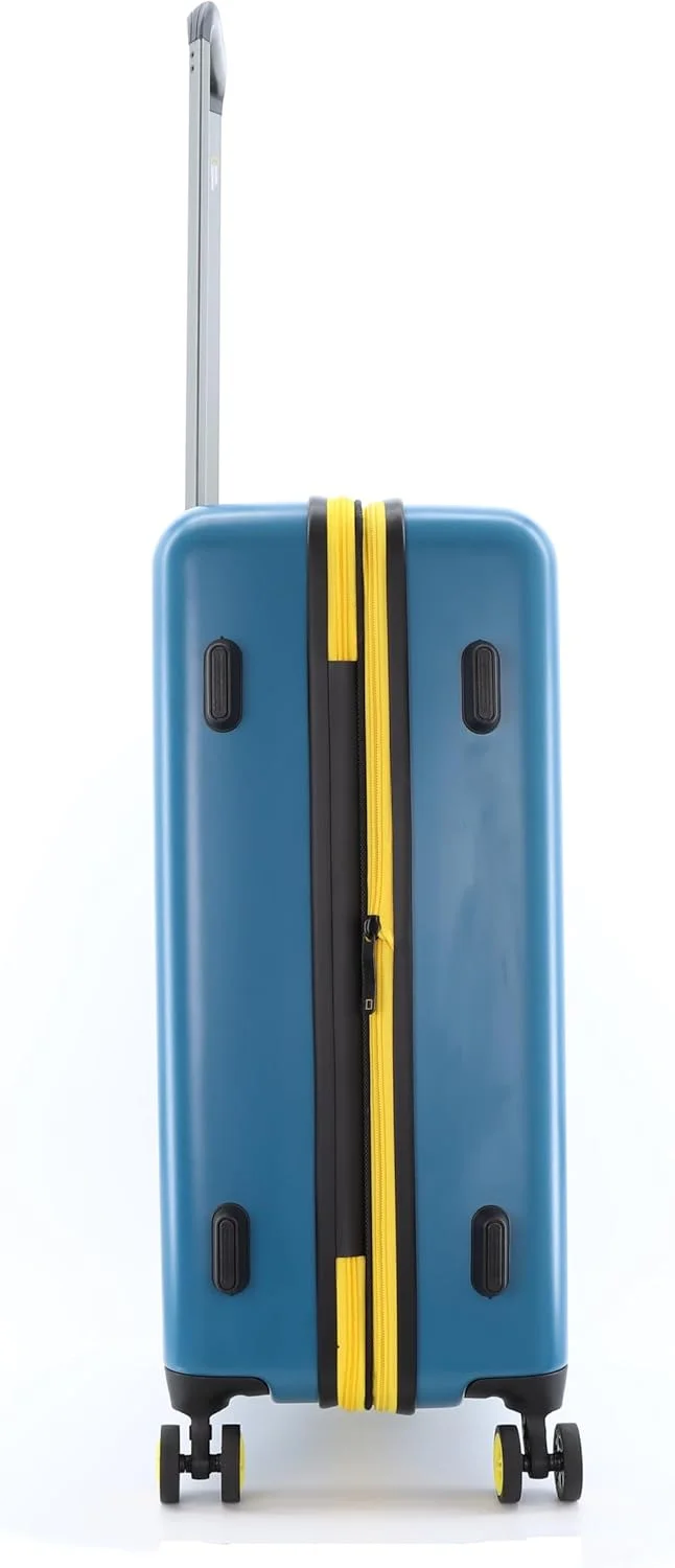 چمدان سایز متوسط چرخدار نشنال جئوگرافیک مدل Globe با بدنه سخت ABS آبی رنگ، چمدان مسافرتی سبک و بادوام، دارای 4 چرخ دوبل و قفل ترکیبی ایمن (60 سانتی متر / 24 اینچ).