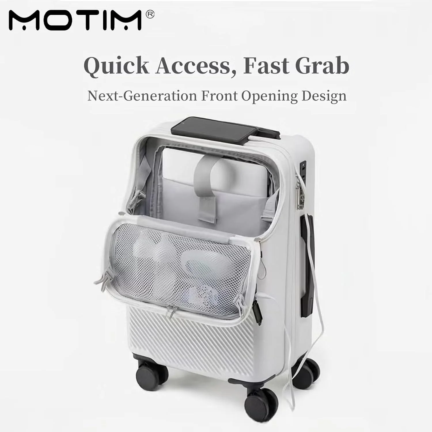 چمدان فریم آلیاژی MOTIM، چمدان PC ABS با چرخ های اسپینر، چند منظوره قابل تنظیم با ظرفیت بزرگ (20 اینچ)