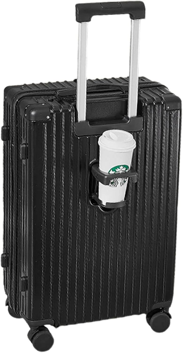 چمدان چرخشی سخت MOTIM، چمدان کابین با جا لیوانی، پورت USB و نگهدارنده تلفن، سبک و بادوام برای سفرهای طولانی (مشکی، 28 اینچ)