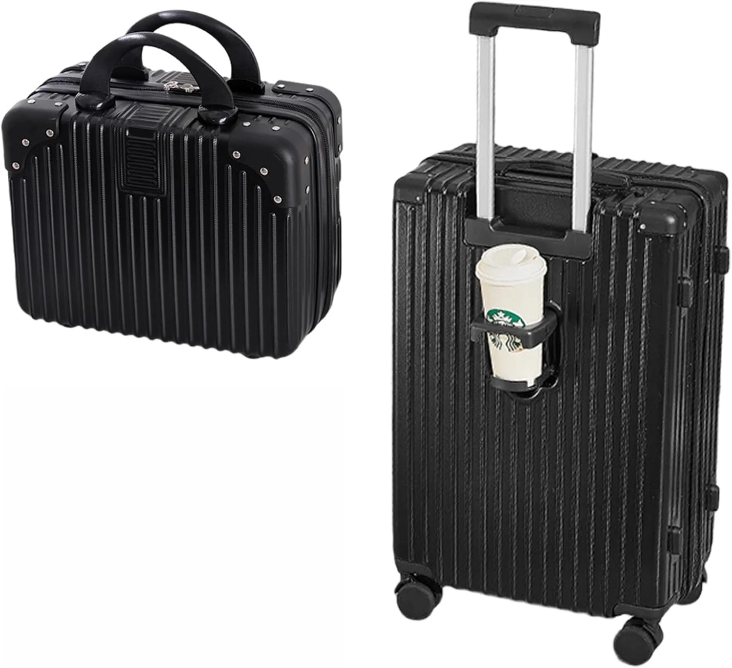 ست چمدان چرخشی سخت پوسته MOTIM شامل یک چمدان سایز کابین با جا لیوانی، پورت USB و نگهدارنده تلفن به همراه یک چمدان مسافرتی کوچک 14 اینچی (20 اینچ)