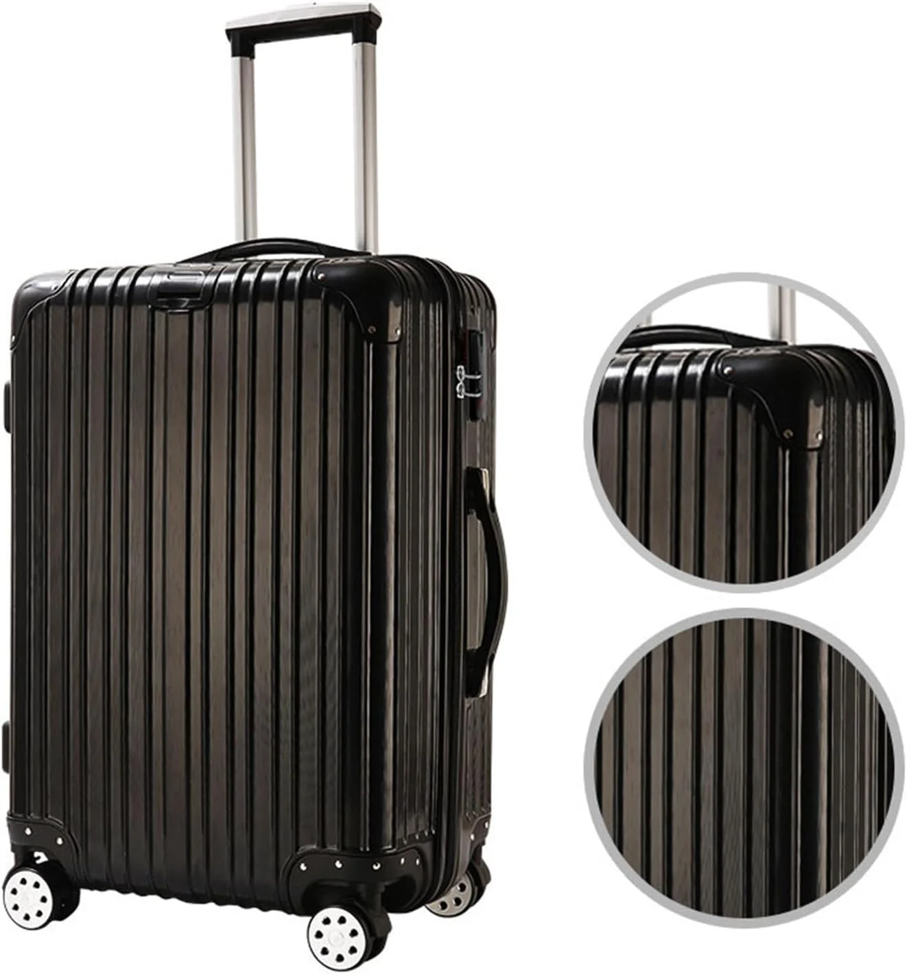 چمدان کابین سایز چرخشی MOTIM، چمدان کوچک ABS سبک وزن با 4 چرخ مناسب برای آقایان، بانوان و استفاده عمومی (مشکی، سایز 24 اینچ)