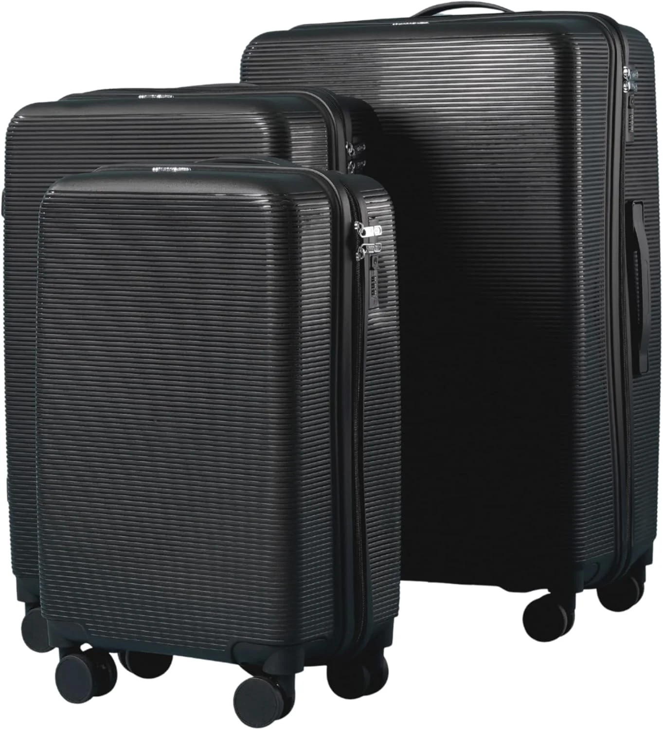 ست سه تایی چمدان نشکن MONSCA، چمدان سبک وزن برای مسافرت (مشکی)