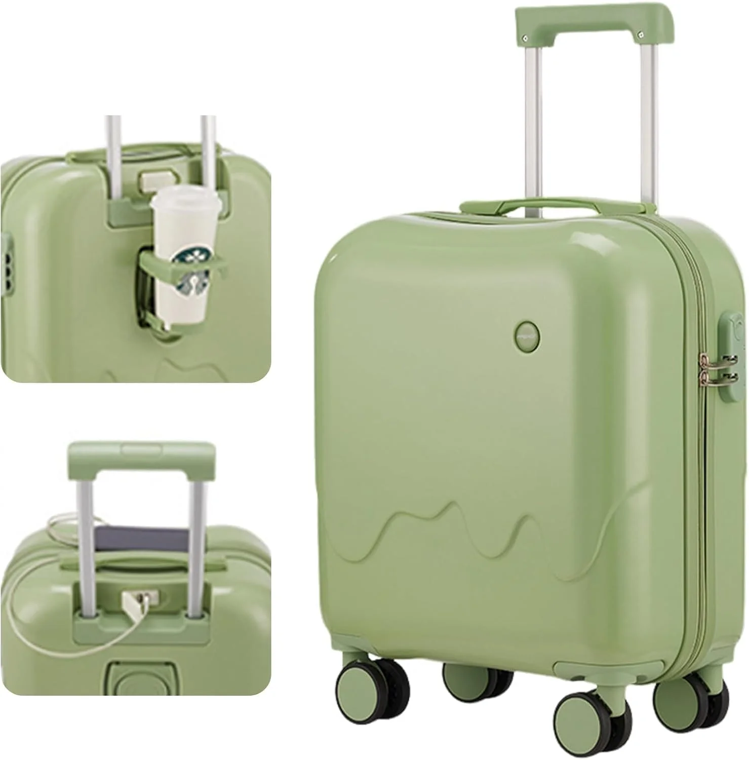 چمدان بزرگ مسافرتی MOTIM با جنس PC+ABS و چهار چرخ گردان (سایز 18 اینچ) - چمدان ثبت شده با ظرفیت بالا (سبز)