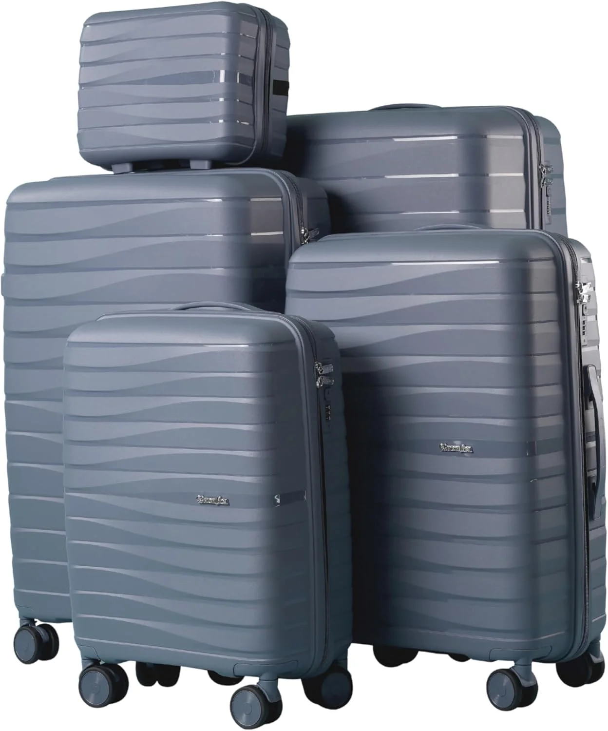 ست 5 تکه چمدان نشکن MONSCA، چمدان سبک وزن برای مسافرت (سرمه ای)