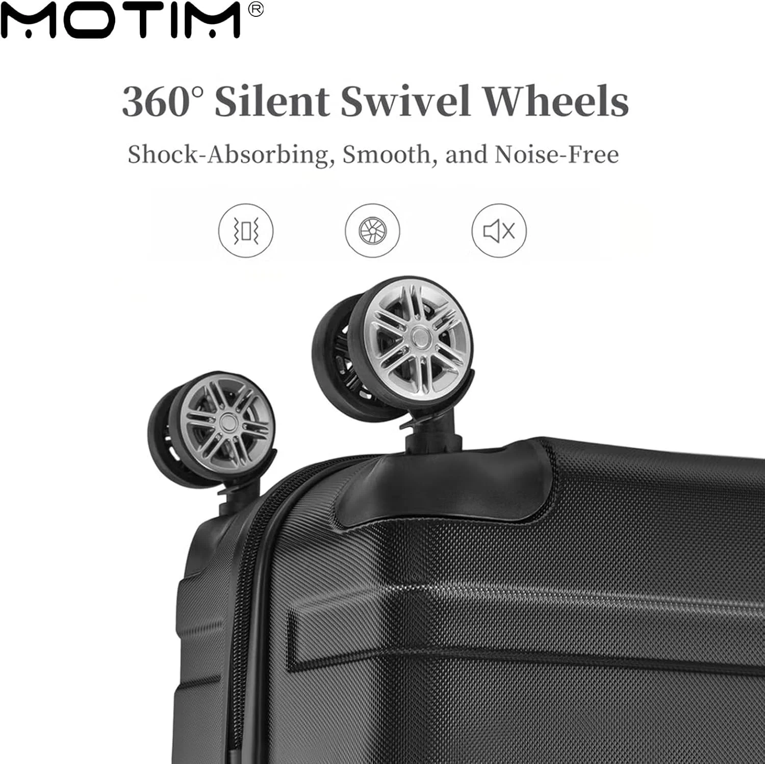 چمدان سخت MOTIM با 4 چرخ بی صدا جهانی و قفل ترکیبی (مشکی، 28 اینچ)