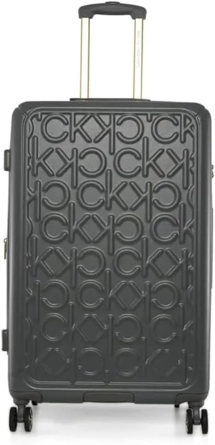 چمدان چرخشی سبک وزن CALVIN KLEIN BIG MONOGRAM با قفل TSA (خاکستری، 28 اینچ)