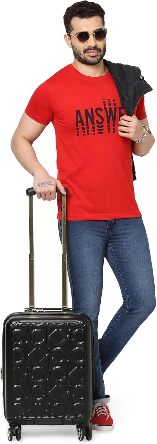 چمدان چرخشی سبک وزن CALVIN KLEIN BIG MONOGRAM با قفل TSA (مشکی، سایز 20 اینچ)