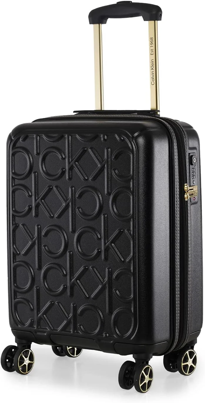 چمدان چرخشی سبک وزن CALVIN KLEIN BIG MONOGRAM با قفل TSA (مشکی، سایز 20 اینچ)