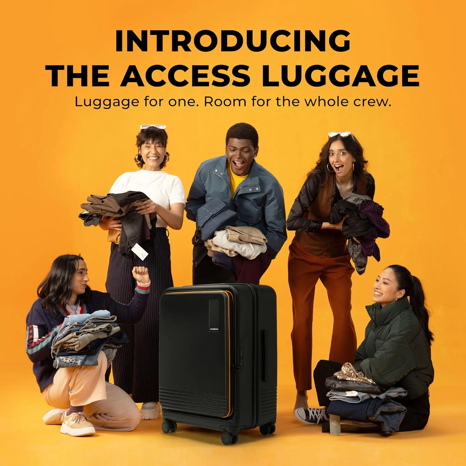 چمدان سایز متوسط موکوبارا مدل Access | چمدان پلی کربنات سخت با قفل TSA داخلی، مناسب سفر، رنگ مشکی و زرد، ارتفاع 65 سانتی متر
