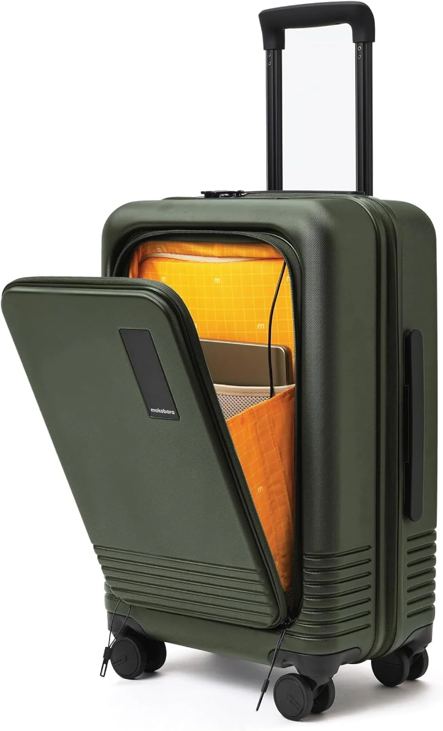 چمدان کابین پرو MOKOBARA سایز 58 سانتی متر، بدنه سخت پلی کربنات ماکرولون آلمانی، 8 چرخ هینوموتو، چمدان ترولی (سبز دریایی)