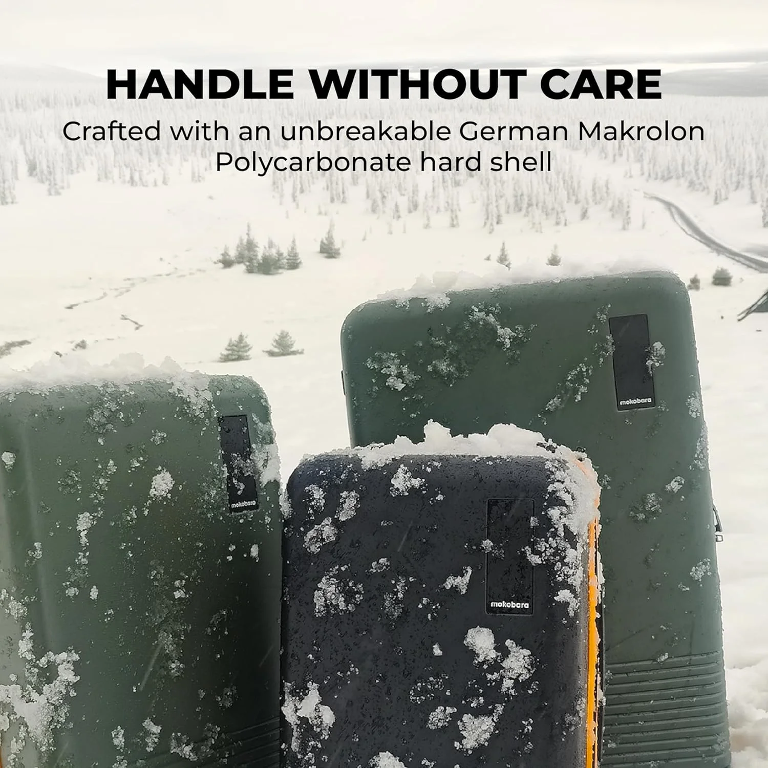 چمدان سایز بزرگ 79 سانتی‌متری موکوبارا از جنس پلی‌کربنات ماکرولون آلمان با 8 چرخ هینوموتو - طرح مانی مووز سانری (مشکی و زرد)