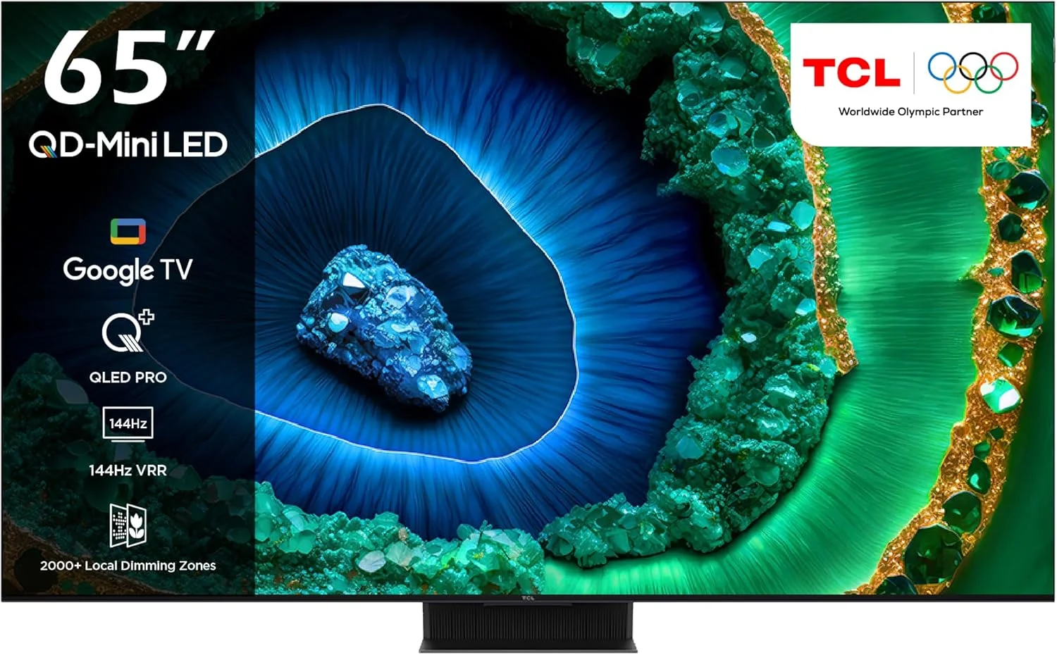 تلویزیون هوشمند 65 اینچ TCL 4K QD-Mini LED HDR Google TV، 3300 نیت، ONKYO 2.2.2 کانال، 144 هرتز VRR+240 هرتز DLG، Imax Enhanced، طراحی فوق العاده باریک مدل 65C855- (مدل 2024)، مشکی