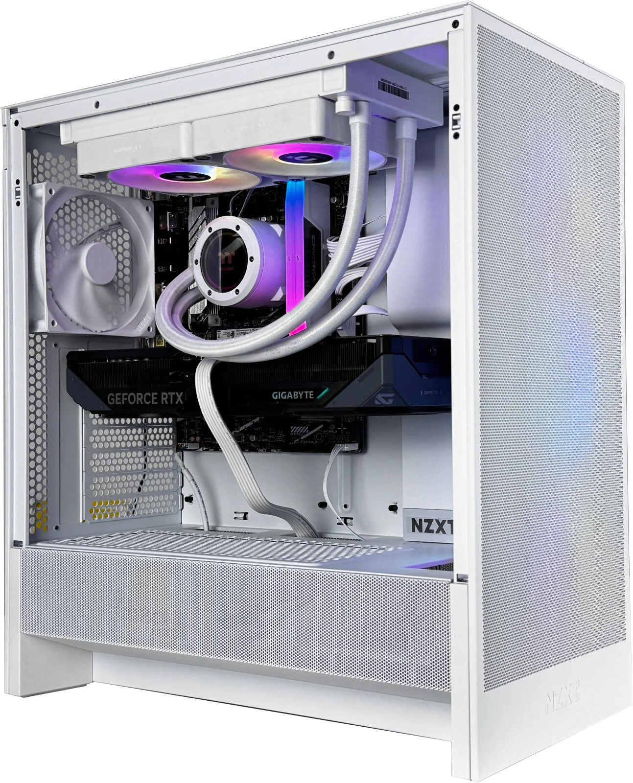 کامپیوتر گیمینگ الیت I7 - پردازنده Intel Core i7-14700KF با 20 هسته و 28 رشته، کارت گرافیک NVIDIA RTX 5070 با 12 گیگابایت حافظه، 16 گیگابایت رم DDR5 با فرکانس 5600 مگاهرتز، 1 ترابایت SSD Gen 3، منبع تغذیه 850W 80 PLUS، خنک کننده مایع 240 میلی متری، Wi-Fi + BT