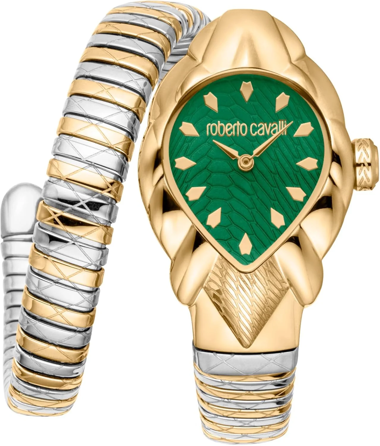 ساعت مچی آنالوگ زنانه روبرتو کاوالی مدل RC5L110M0075 با قاب بیضی شکل، قطر قاب 25 میلی متر، طلایی/نقره ای
