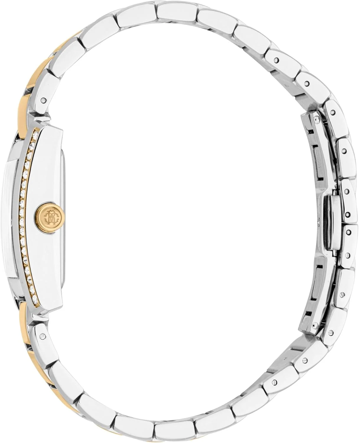 ساعت مچی آنالوگ زنانه روبرتو کاوالی با صفحه مربعی، قطر قاب 24 میلی متر، نقره ای خاکستری/طلایی زرد