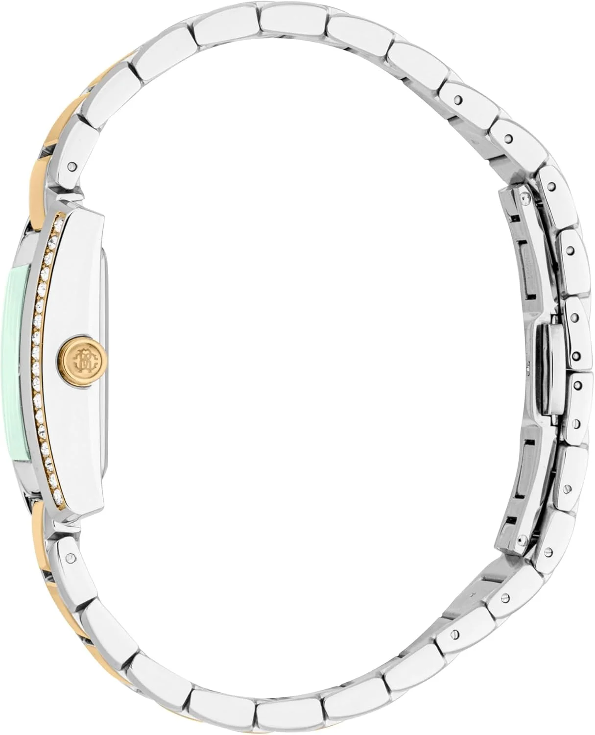 ساعت مچی آنالوگ زنانه روبرتو کاوالی با صفحه مربعی، قطر قاب 24 میلی متر، سبز/طلایی/خاکستری نقره ای