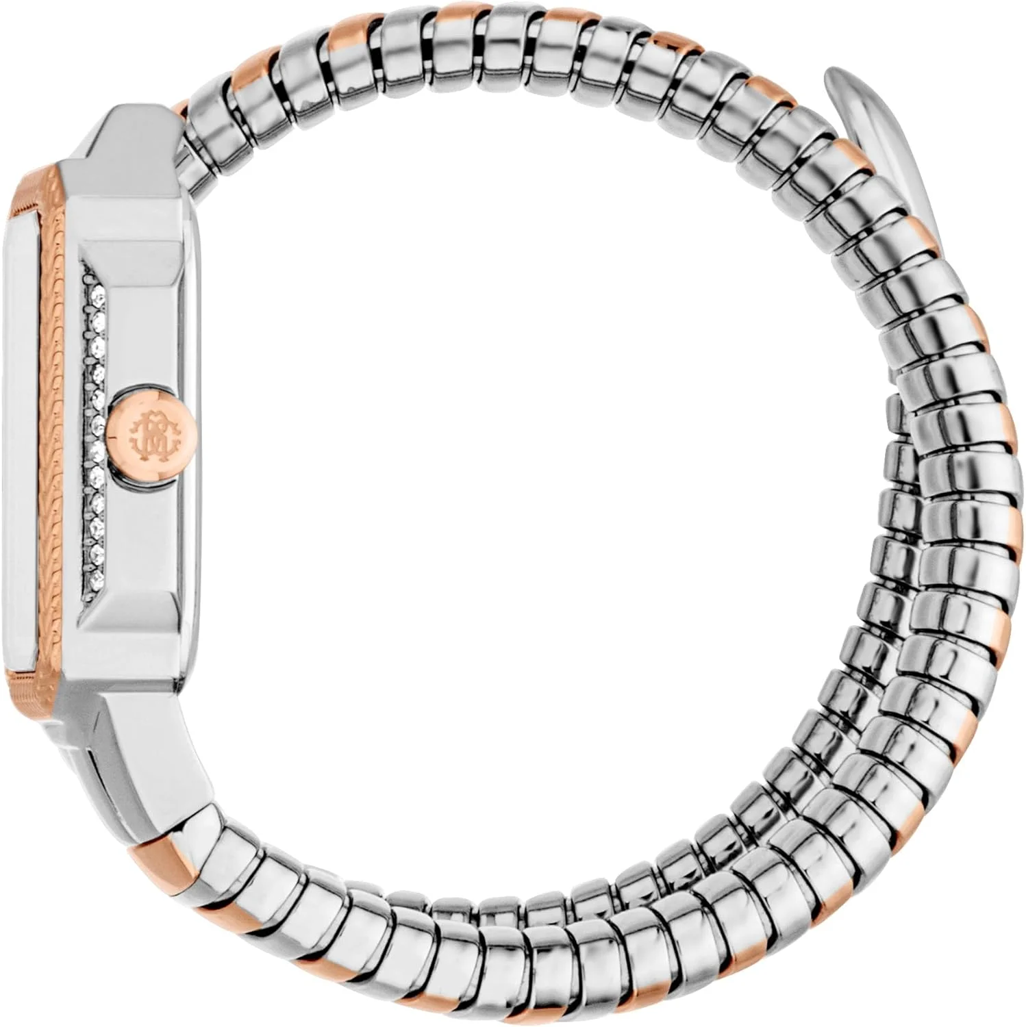 ساعت آنالوگ زنانه روبرتو کاوالی مدل RC5L115M0075، قاب مربعی، قطر قاب 22 میلی متر، طلایی مایل به قرمز/نقره ای