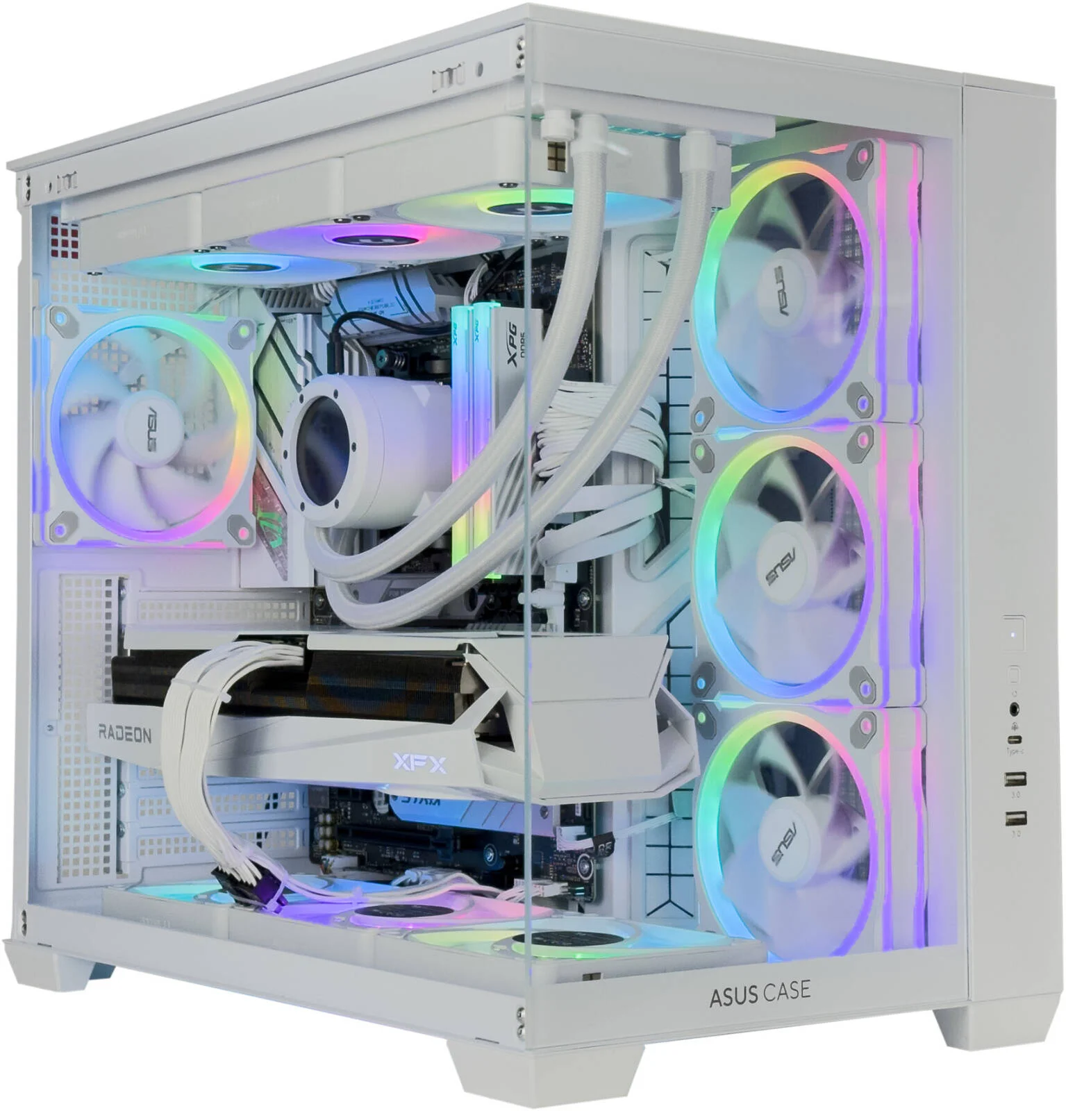 کامپیوتر گیمینگ فراست ویو - AMD Ryzen 7 9700X با 8 هسته و 16 رشته، AMD Radeon RX 9070 XT با 16 گیگابایت حافظه، 32 گیگابایت رم DDR5 با فرکانس 6000 مگاهرتز، 1 ترابایت SSD Gen 4، منبع تغذیه 850W 80 PLUS، خنک کننده مایع 360 میلی متری، Wi-Fi + BT