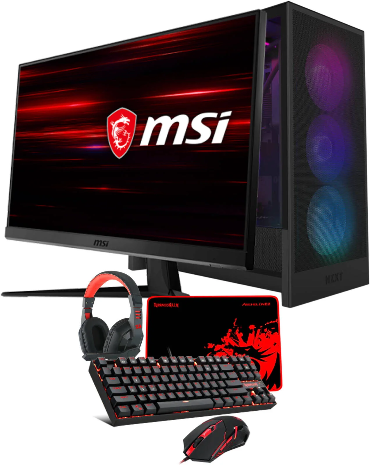 کامپیوتر گیمینگ GamerGainz - پردازنده AMD Ryzen 5 8400F با 6 هسته و 12 رشته، کارت گرافیک NVIDIA RTX 3070 با 8 گیگابایت حافظه، 32 گیگابایت رم DDR5 با فرکانس 6000 مگاهرتز، 1 ترابایت SSD، منبع تغذیه 750 وات، خنک کننده مایع 240 میلی متری، مانیتور 23.8 اینچی HD با نرخ تازه سازی 144 هرتز، 4 در 1 کمبو