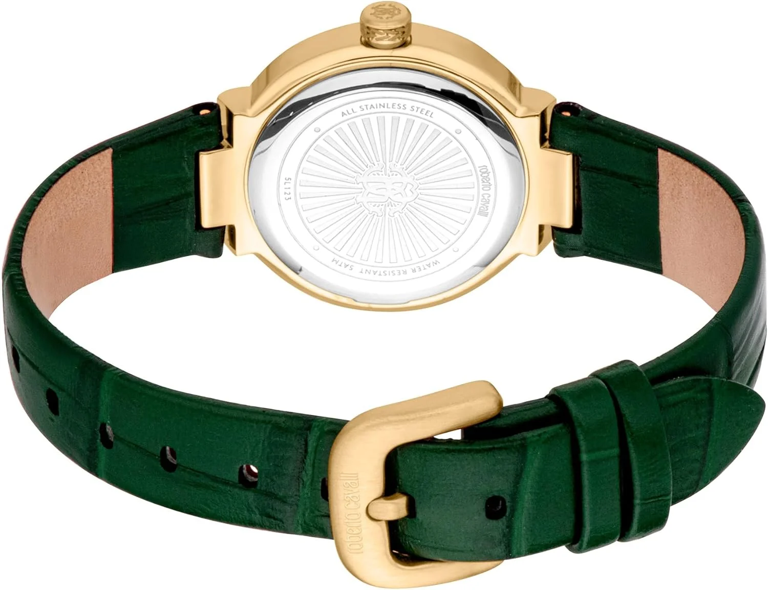 ساعت مچی آنالوگ زنانه روبرتو کاوالی با صفحه گرد، قطر قاب 28 میلی متر، سبز/طلایی/سبز بطری