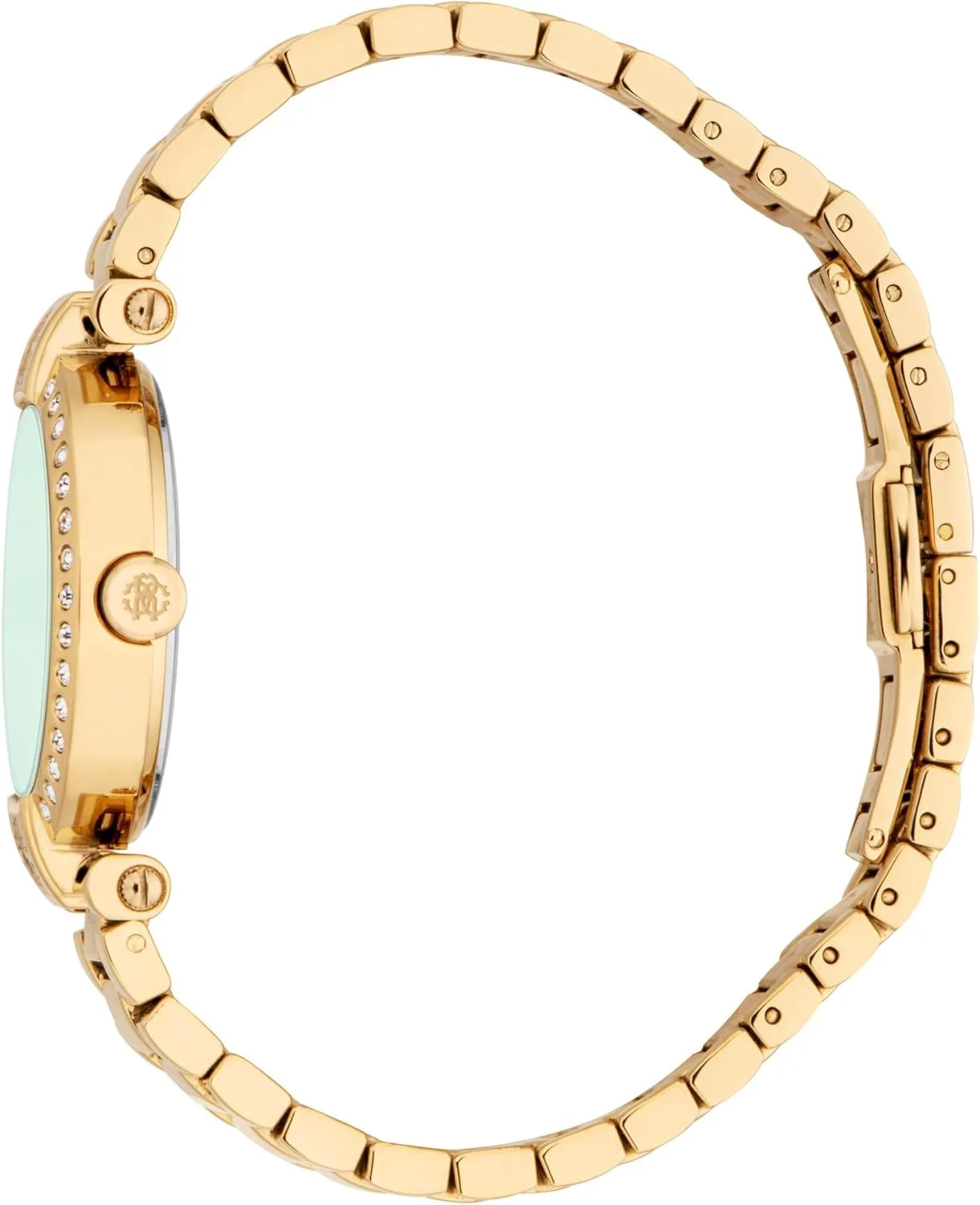 ساعت مچی آنالوگ زنانه روبرتو کاوالی با قاب گرد، قطر قاب 30 میلی متر، سبز بطری/طلایی