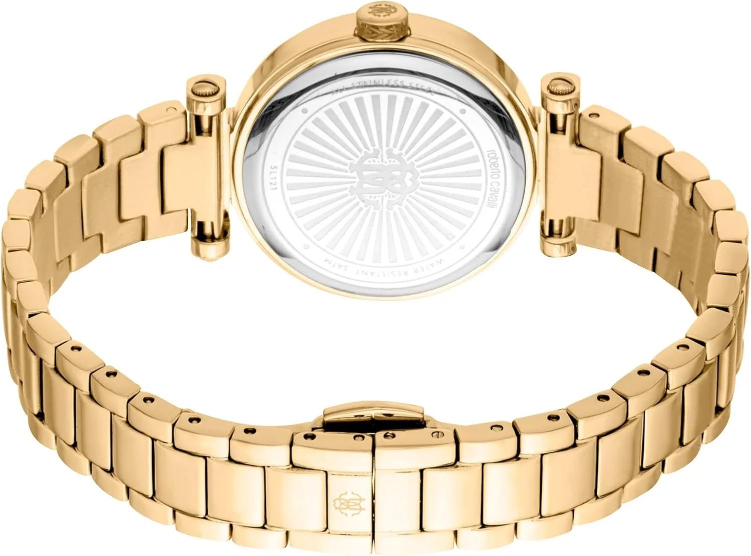 ساعت مچی آنالوگ زنانه روبرتو کاوالی با قاب گرد، قطر قاب 30 میلی متر، سبز بطری/طلایی