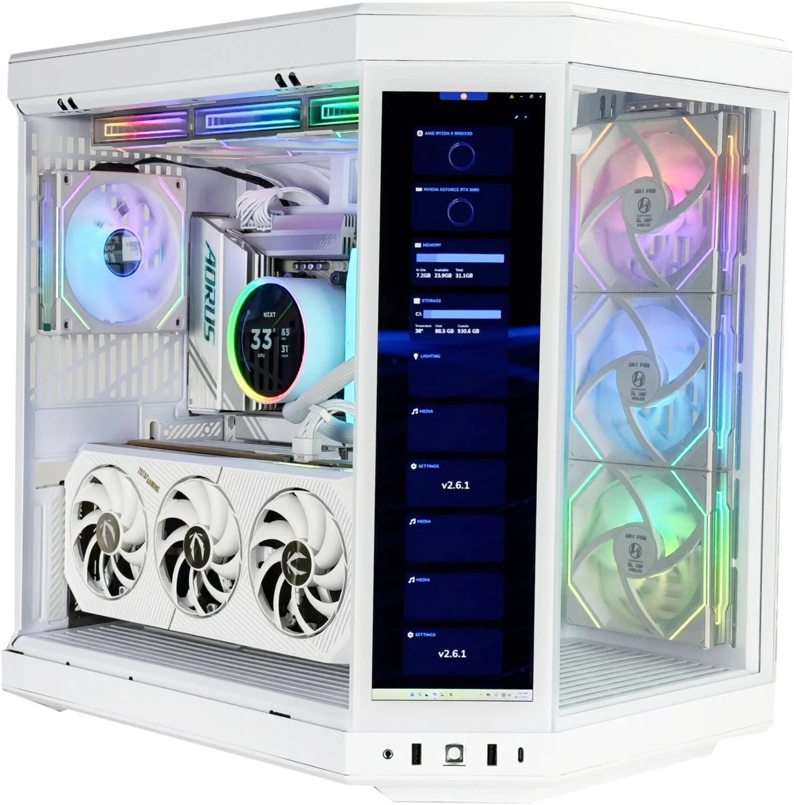 کامپیوتر گیمینگ Horizon - پردازنده AMD Ryzen 9 9950X3D با 16 هسته و 32 رشته، کارت گرافیک NVIDIA RTX 5080 با 16 گیگابایت حافظه، 32 گیگابایت رم DDR5 با فرکانس 6000 مگاهرتز، 1 ترابایت SSD نسل 5، منبع تغذیه 1000 وات 80 Plus، خنک کننده مایع 360 میلی‌متری، ویندوز 11 پرو