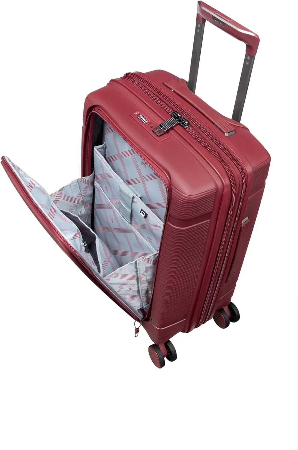 چمدان سخت یونی‌سکس از جنس پلی‌پروپیلن it luggage Unanimous، دارای ۸ چرخ اسپینر ۳۶۰ درجه، کیف ترولی قابل گسترش، قفل TSA، کد محصول 15-3108-08، چمدان سبک (Dark Dahlia، کوچک)