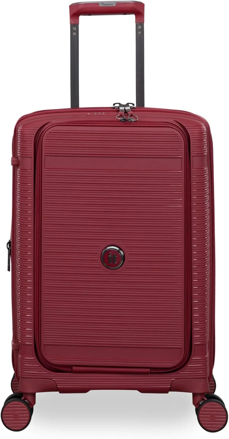 چمدان سخت یونی‌سکس از جنس پلی‌پروپیلن it luggage Unanimous، دارای ۸ چرخ اسپینر ۳۶۰ درجه، کیف ترولی قابل گسترش، قفل TSA، کد محصول 15-3108-08، چمدان سبک (Dark Dahlia، کوچک)