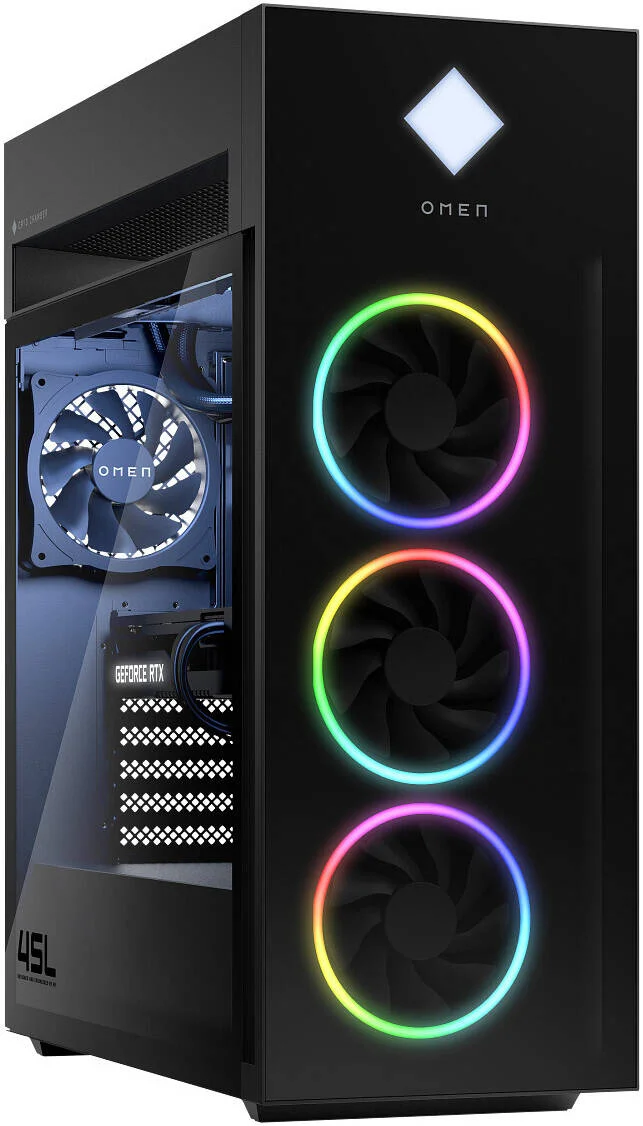 کامپیوتر گیمینگ رومیزی HP OMEN GT22-3000t 45L، پردازنده Intel Core Ultra 9 285K، رم 32 گیگابایت، SSD 1 ترابایت، کارت گرافیک NVIDIA GeForce RTX 5080 16GB، ویندوز 11، شیشه مشکی قاب جلو، مشکی | GT22-3000t-16