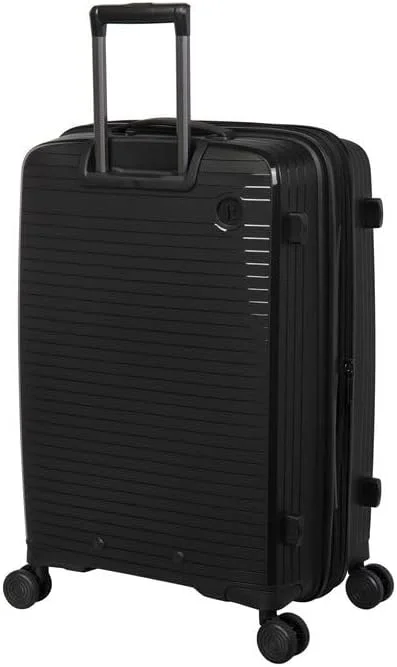 چمدان سخت پوسته پلی پروپیلن اسپونتینیوس آی تی لاگج، مناسب برای همه، دارای 8 چرخ گردان 360 درجه، کیف ترولی قابل افزایش، کد 15-2881-08، چمدان سبک وزن (مشکی، 27 اینچ)