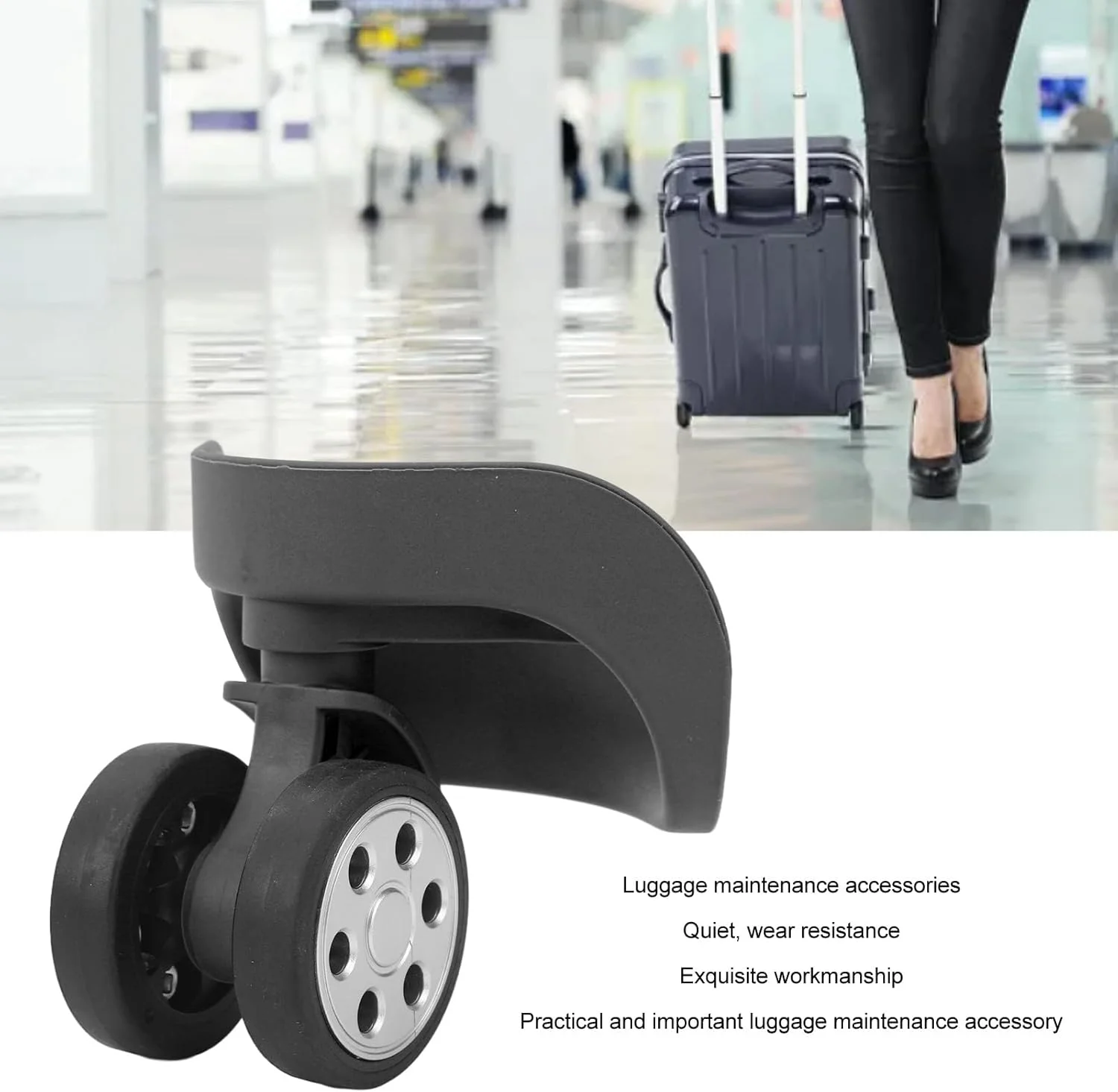 یک جفت چرخ یونیورسال چمدان، چرخ های جایگزین چمدان، چرخ های چمدان مقاوم در برابر سایش و بی صدا، چرخ چمدان مسافرتی برای چمدان