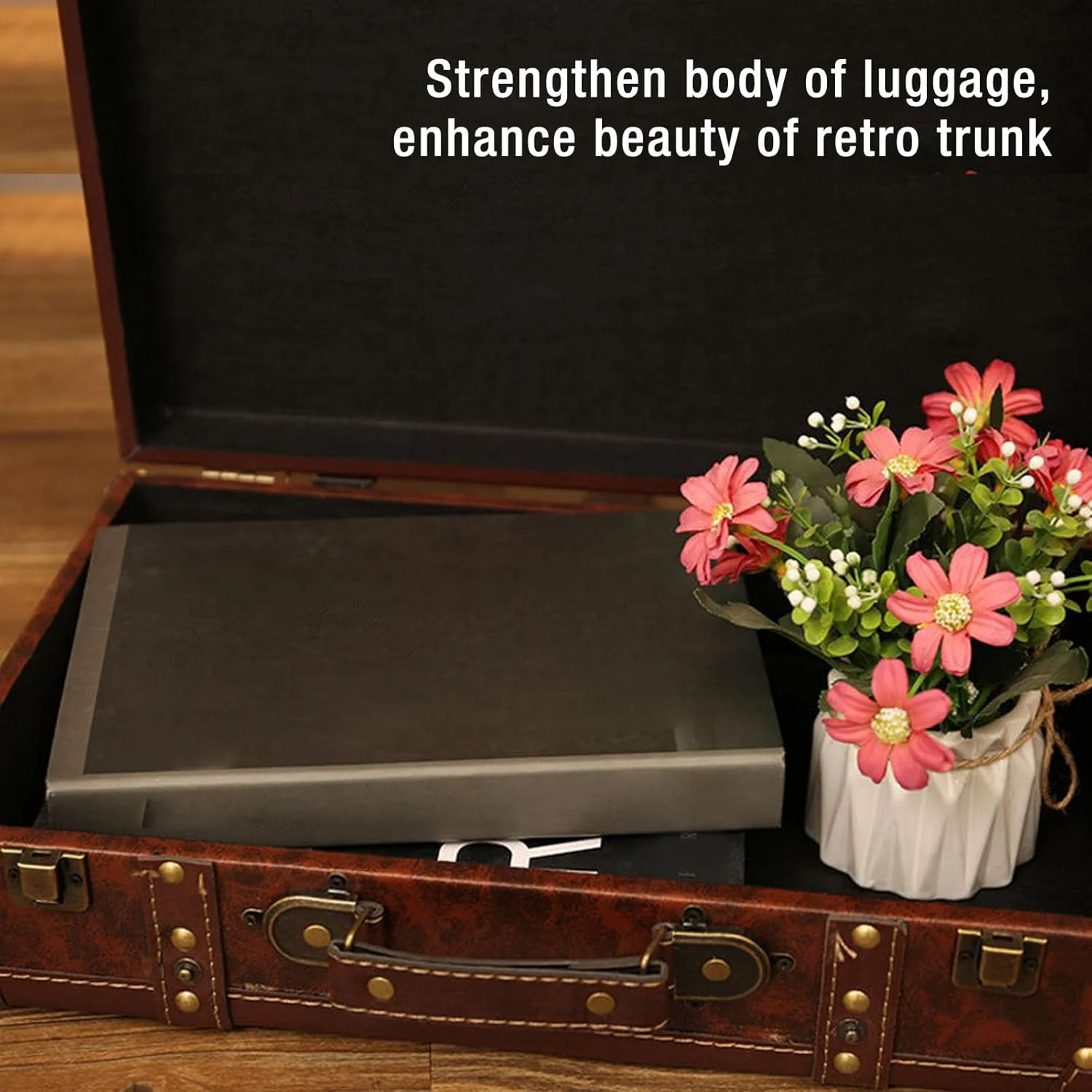 چمدان چرمی طرح قدیمی و زیبای Luqeeg، چمدان مسافرتی کوچک و بدون چرخ با مواد فلزی قوی، دارای بند شانه ای و محافظ گوشه ظریف برای وسایل عکاسی مسافرتی