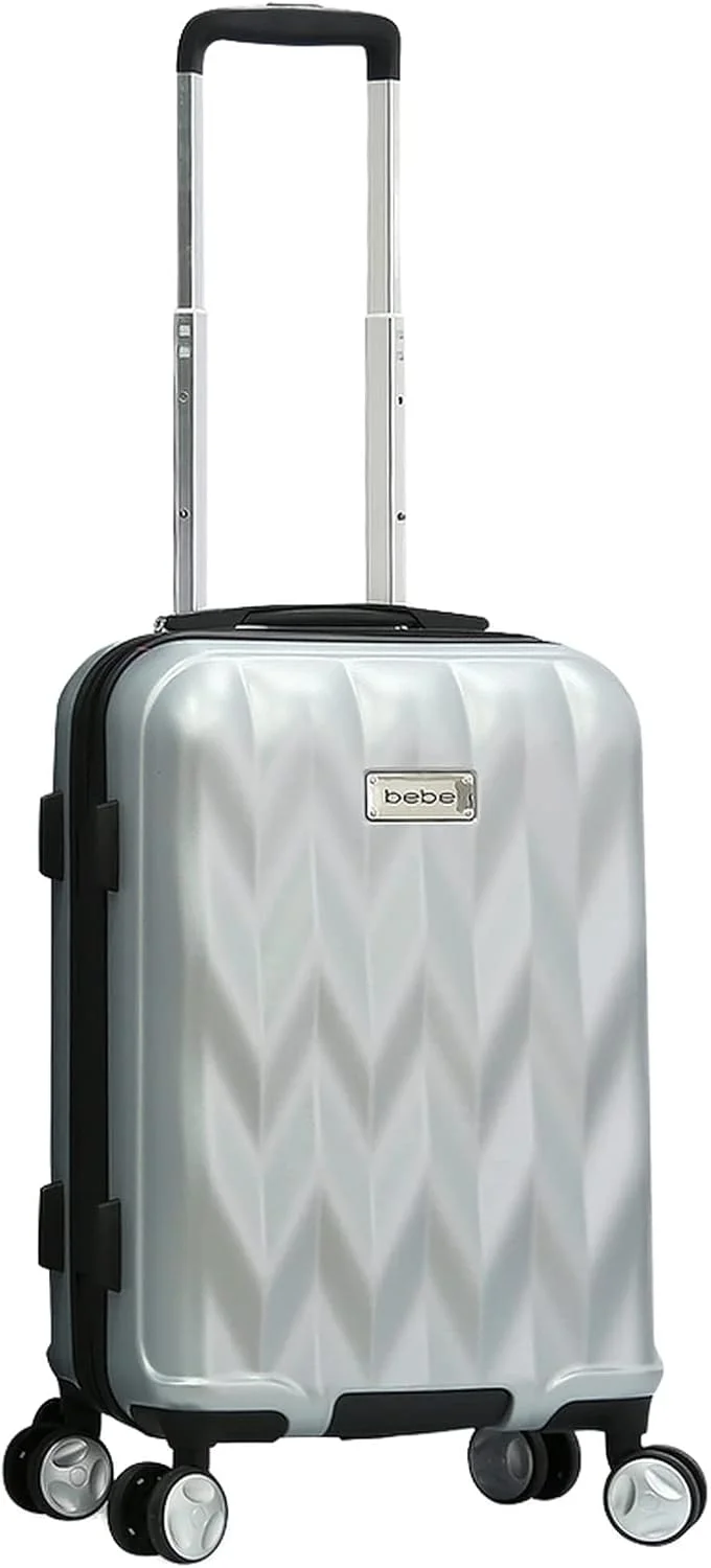 چمدان Bebe Ellise با چرخ های اسپینر سبک و قفل TSA (نقره ای، سایز 20 اینچ)