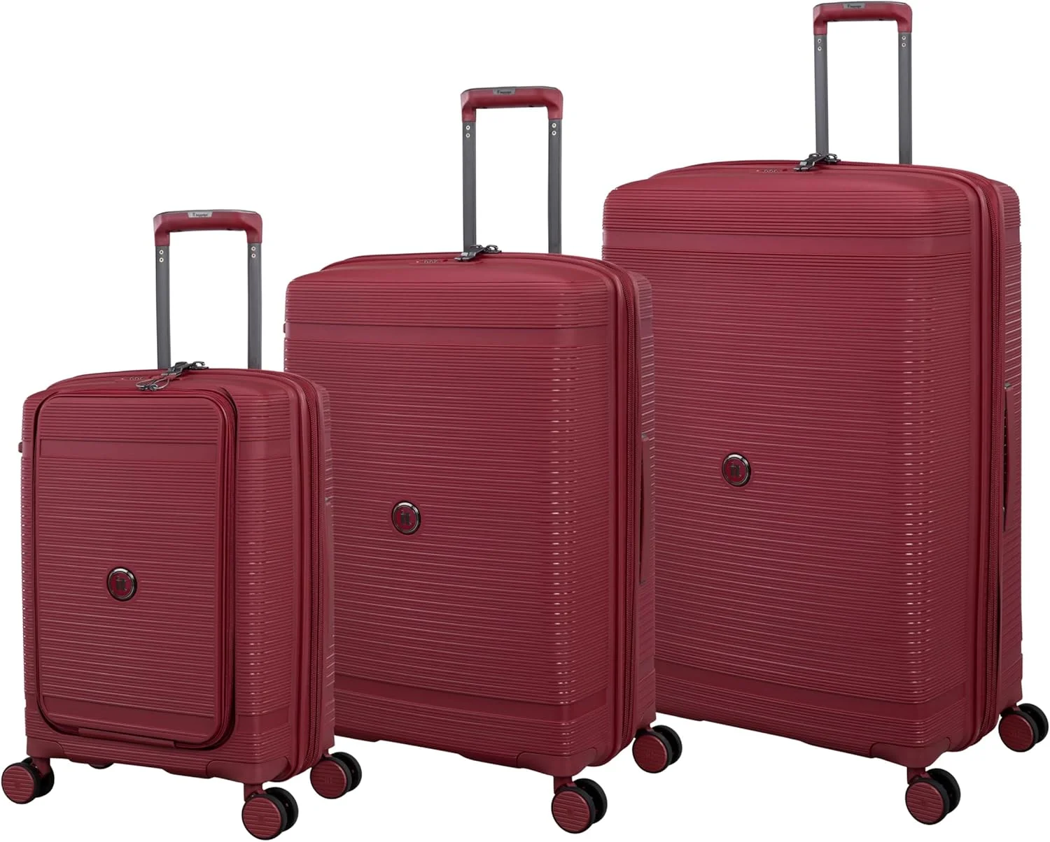 مجموعه 3 عددی چمدان سخت یونی‌سکس it luggage Unanimous، جنس پلی پروپیلن، 8 چرخ اسپینر 360 درجه، کیف ترولی قابل گسترش، مدل 15-3108-08، چمدان سبک (Dark Dahlia، ست)