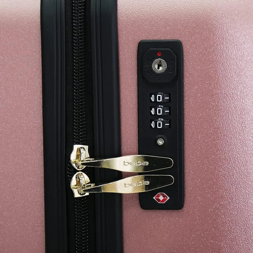 چمدان Bebe Ellise، چرخ های اسپینر سبک وزن با قفل TSA (طلایی رز، سایز 24 اینچ)