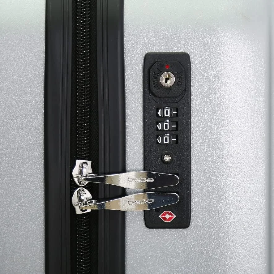 چمدان چرخشی سبک وزن Bebe Ellise با قفل TSA (نقره ای، سایز 28 اینچ)