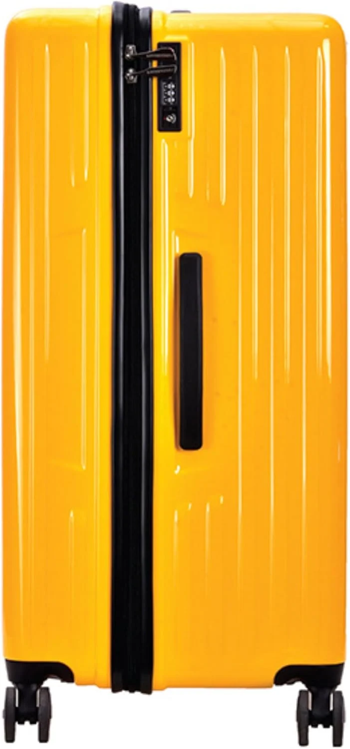 چمدان سایز بزرگ LUSHBERRY AXEL (سایز ۲۹ اینچ) بدنه سخت پلی کربنات، چرخ های دوبل ژاپنی Hinomoto، ضد سرقت، قفل بین المللی و حجم بزرگ (زرد)