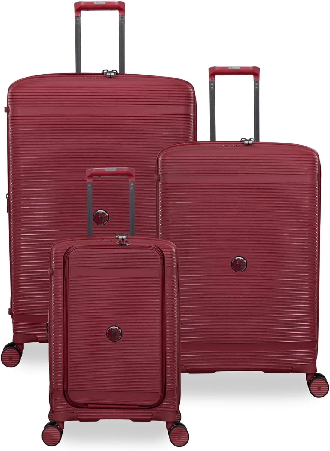 مجموعه 3 عددی چمدان سخت یونی‌سکس it luggage Unanimous، جنس پلی پروپیلن، 8 چرخ اسپینر 360 درجه، کیف ترولی قابل گسترش، مدل 15-3108-08، چمدان سبک (Dark Dahlia، ست)