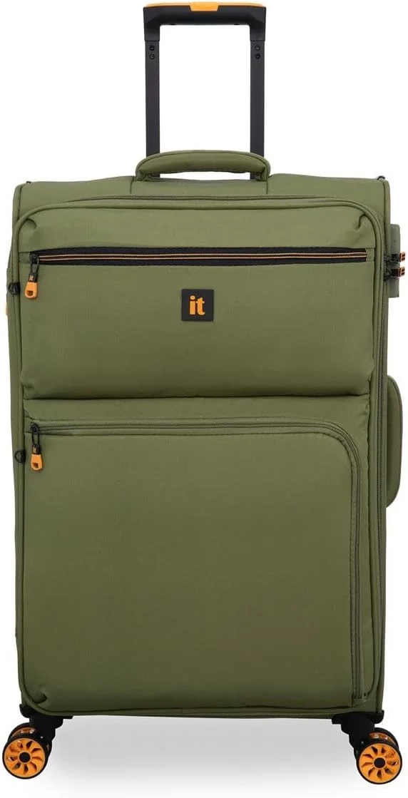 چمدان جادار 'آی تی'، جنس پلی استر، مناسب برای همه، بدنه نرم، 8 چرخ گردان 360 درجه، کیف ترولی قابل افزایش حجم، دسته تلسکوپی، کد محصول 12-3149-08، سبک وزن (خزه ای، متوسط)