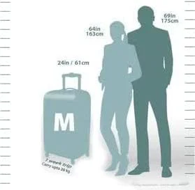 چمدان سبک و بادوام مناسب برای 20 کیلوگرم، جنس ABS با 4 چرخ گردان (سایز 24 اینچ، 61 سانتی متر، مشکی)