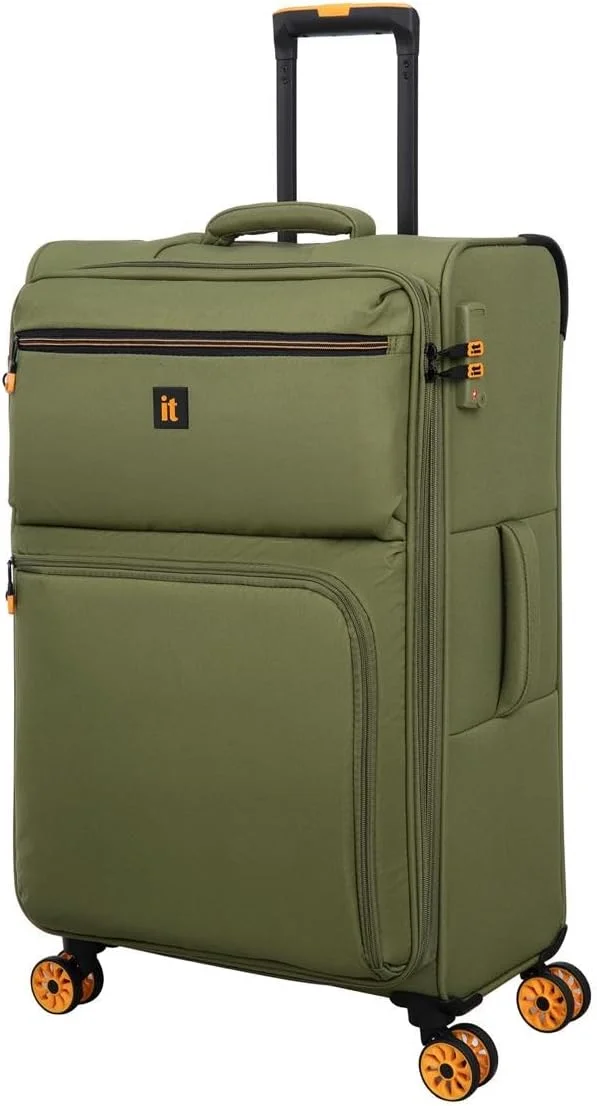 چمدان جادار 'آی تی'، جنس پلی استر، مناسب برای همه، بدنه نرم، 8 چرخ گردان 360 درجه، کیف ترولی قابل افزایش حجم، دسته تلسکوپی، کد محصول 12-3149-08، سبک وزن (خزه ای، متوسط)