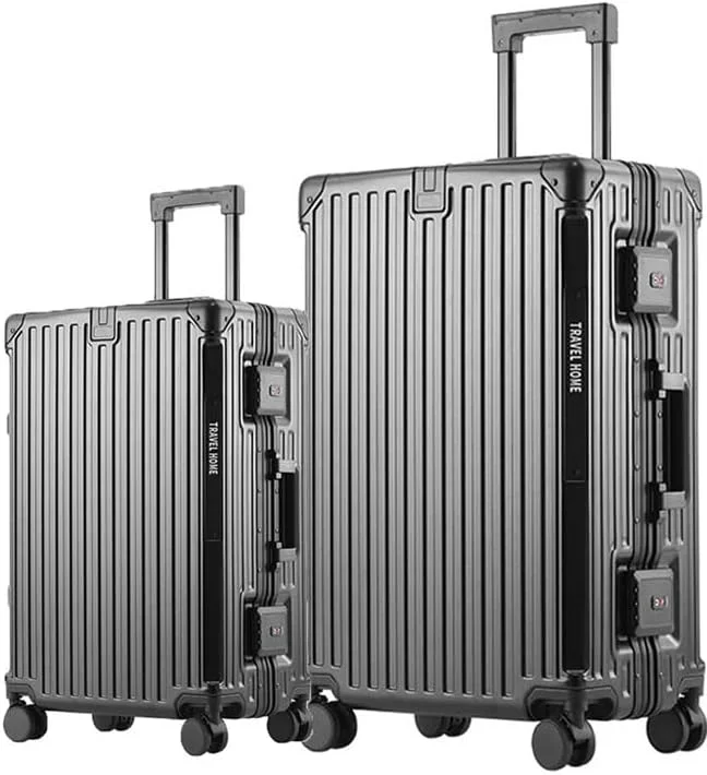 ست ۲ عددی چمدان ممتاز با فریم آلومینیومی قابل گسترش و پورت شارژ USB و نوع C سایز ۲۰ و ۲۸ اینچ (مشکی)