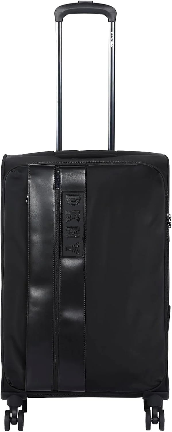 چمدان چرخدار سافت ساید اینستینکت مناسب برای آقایان و بانوان | ABS فوق العاده سبک با چرخ های اسپینر 4 چرخ دوبل (مشکی، 24 اینچ)