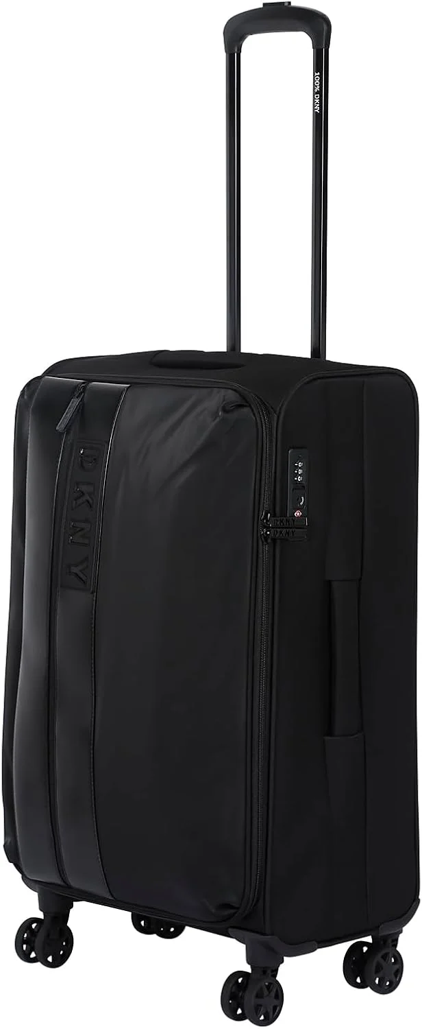 چمدان چرخدار سافت ساید اینستینکت مناسب برای آقایان و بانوان | ABS فوق العاده سبک با چرخ های اسپینر 4 چرخ دوبل (مشکی، 24 اینچ)