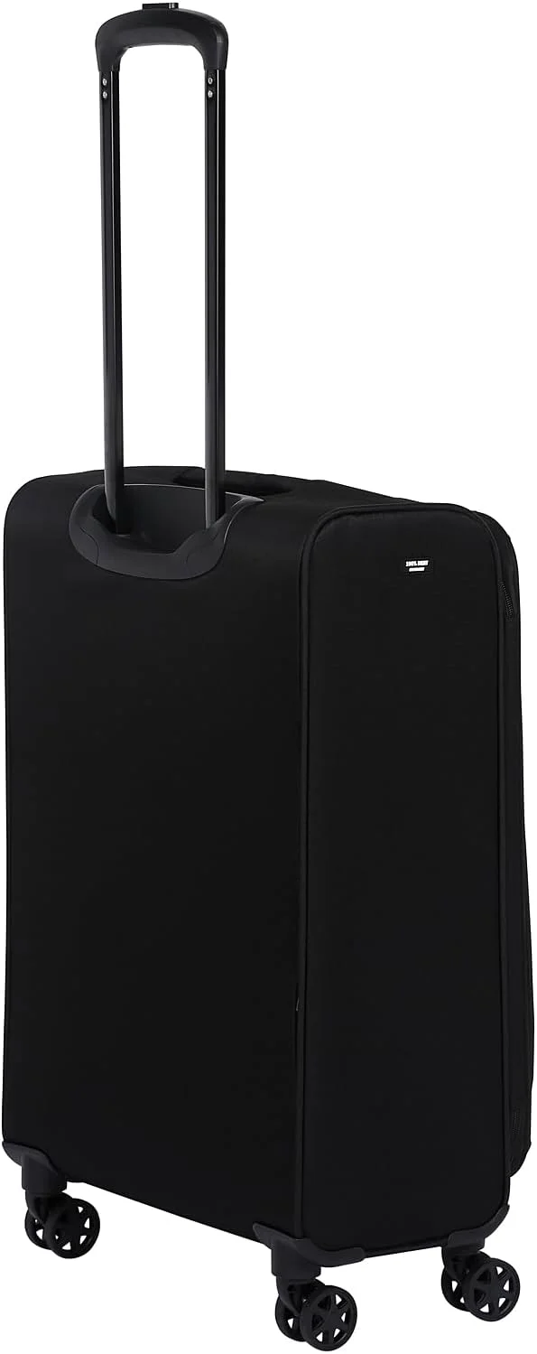 چمدان چرخدار سافت ساید اینستینکت مناسب برای آقایان و بانوان | ABS فوق العاده سبک با چرخ های اسپینر 4 چرخ دوبل (مشکی، 24 اینچ)